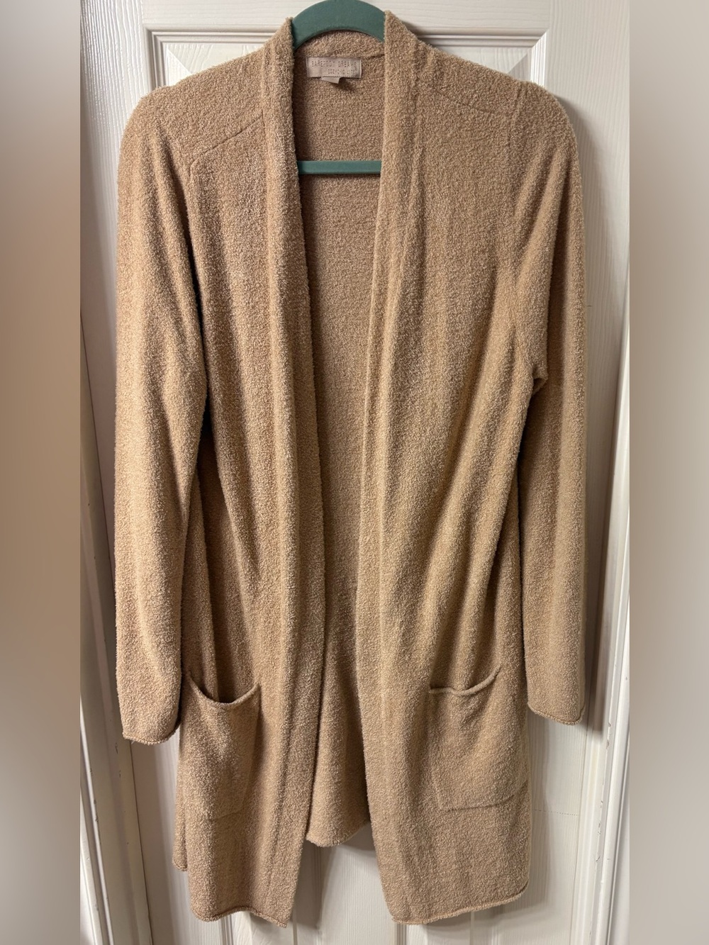 BAREFOOT DREAMS Uber Soft Taupe open long sweater , duster. Sz LRG